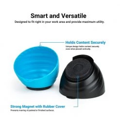 Magnetic Single-Compartment Small Parts Organizer Bowl Set (2-Piece) by Capri Tools -Capri Tools Sales Store black blue capri tools small parts organizers cp partsbowl set 4f 1000