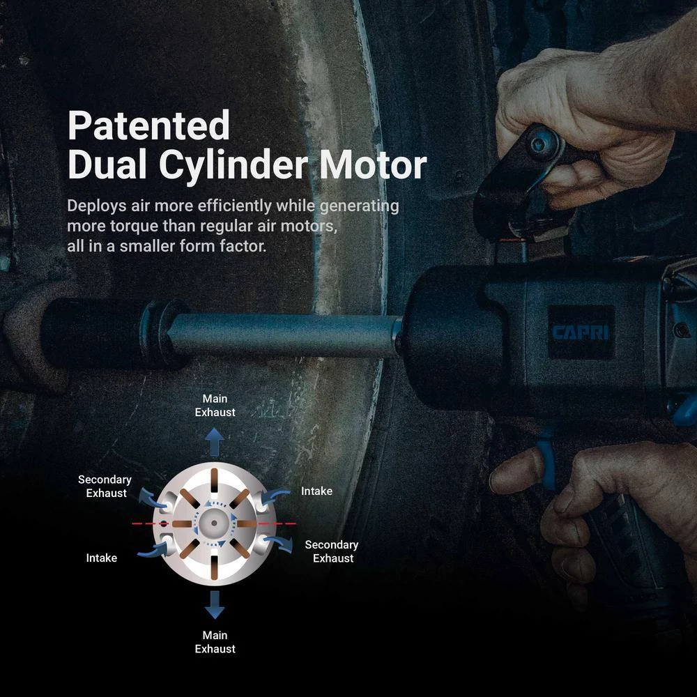 1490 ft./lbs. 3/4 in. Twin Power Air Impact Wrench with 6 in. Extended Anvil by Capri Tools 5 1490 ft./lbs. 3/4 in. Twin Power Air Impact Wrench with 6 in. Extended Anvil by Capri Tools - Image 3