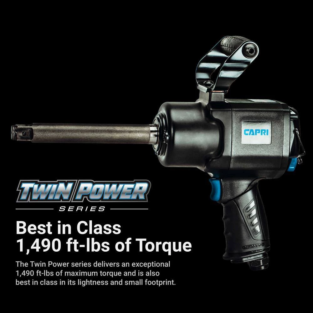 1490 ft./lbs. 3/4 in. Twin Power Air Impact Wrench with 6 in. Extended Anvil by Capri Tools 4 1490 ft./lbs. 3/4 in. Twin Power Air Impact Wrench with 6 in. Extended Anvil by Capri Tools - Image 2