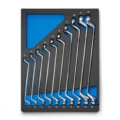 Metric 75-Degree Deep Offset Double Box End Wrench Set with The Mechanic's Tray (10-Piece) by Capri Tools