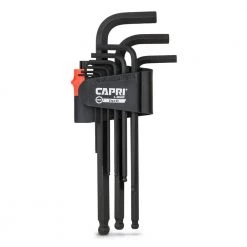 S2 Steel SAE Long Arm Ballpoint End Hex Key Wrench Set (9-Piece) by Capri Tools