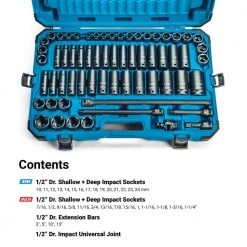 1/2 in. Drive SAE/Metric Master Impact Socket Set with Adapters and Extensions (63-Piece) by Capri Tools -Capri Tools Sales Store capri tools impact socket sets 5 5000 c3 1000