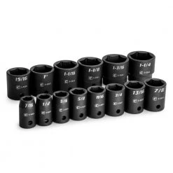 1/2 in. Drive SAE 6-Point Shallow Impact Socket Set (14-Piece) by Capri Tools