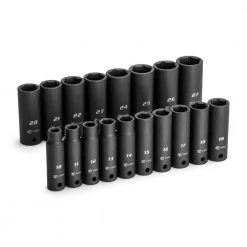 1/2 in. Drive Metric 6-Point Deep Impact Socket Set (18-Piece) by Capri Tools