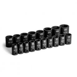 1/2 in. Drive Metric 6-Point Shallow Impact Socket Set (18-Piece) by Capri Tools