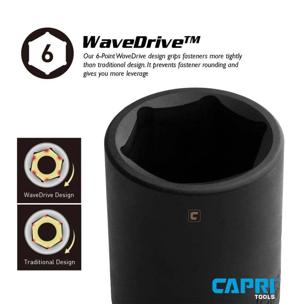 3/8 in. Drive 19 mm 6-Point Metric Deep Impact Socket by Capri Tools 4 3/8 in. Drive 19 mm 6-Point Metric Deep Impact Socket by Capri Tools - Image 2