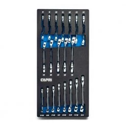 WaveDrive Pro Metric and SAE Stubby Combination Wrench Set for Regular and Rounded Bolts (20-Piece) by Capri Tools