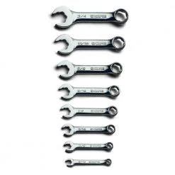 WaveDrive Pro SAE Stubby Combination Wrench Set for Regular and Rounded Bolts (8-Piece) by Capri Tools